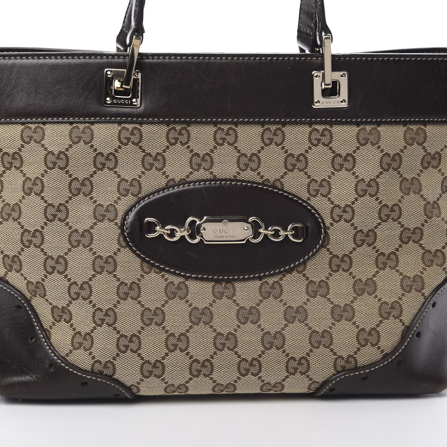 Monogram Large Punch Tote Dark Brown