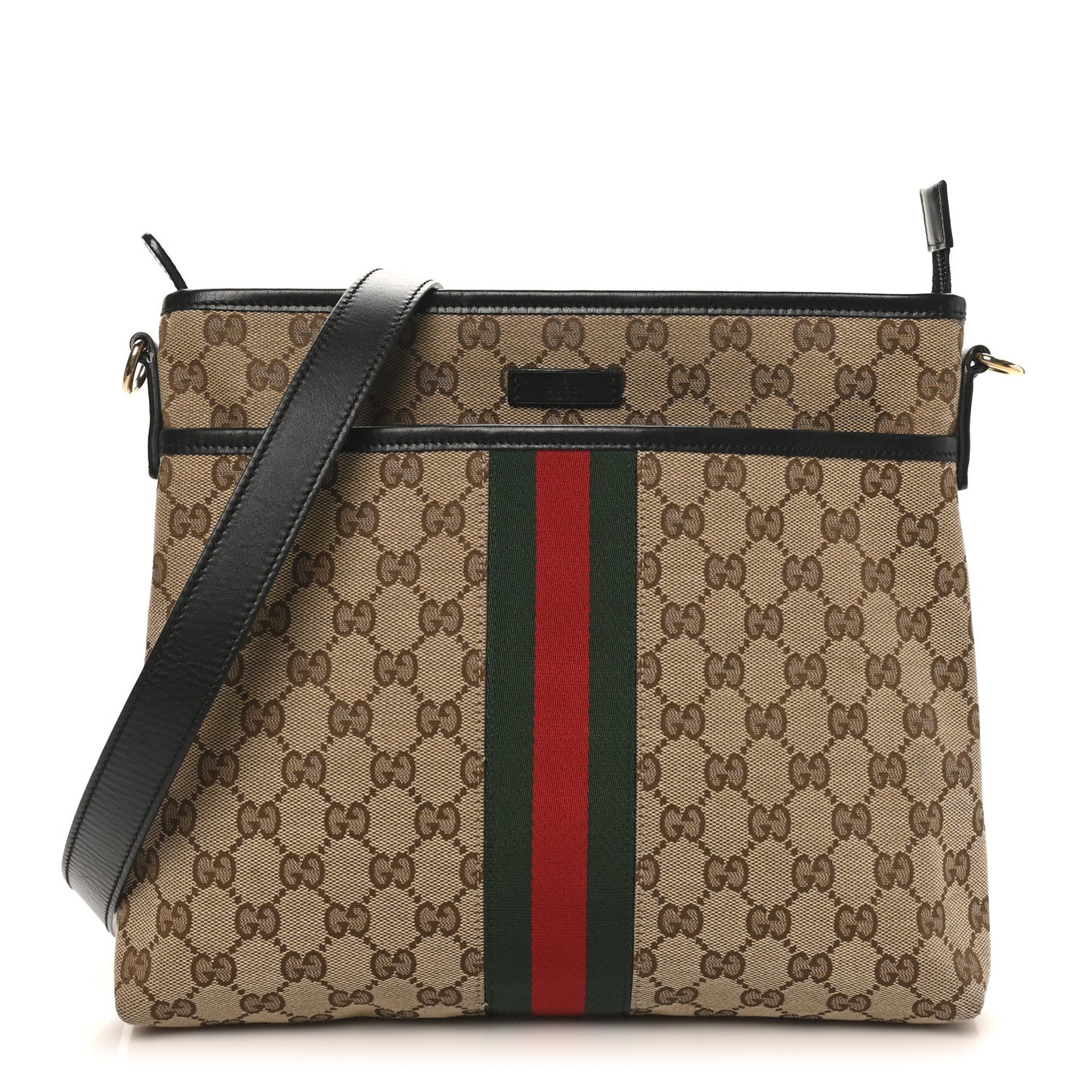GG Monogram Web Flat Messenger Bag Black