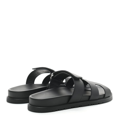 Hermes Calfskin Womens Chypre Sandals 37 Black 4 of 7