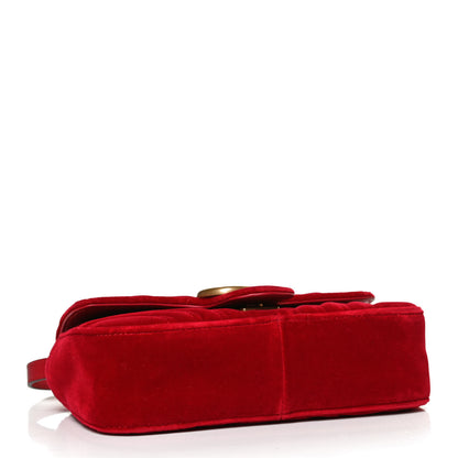 Gucci Velvet Matelasse Mini GG Marmont Shoulder Bag Hibiscus Red 4 of 12