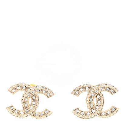 Chanel Crystal Timeless CC Earrings Light Gold 1 of 4
