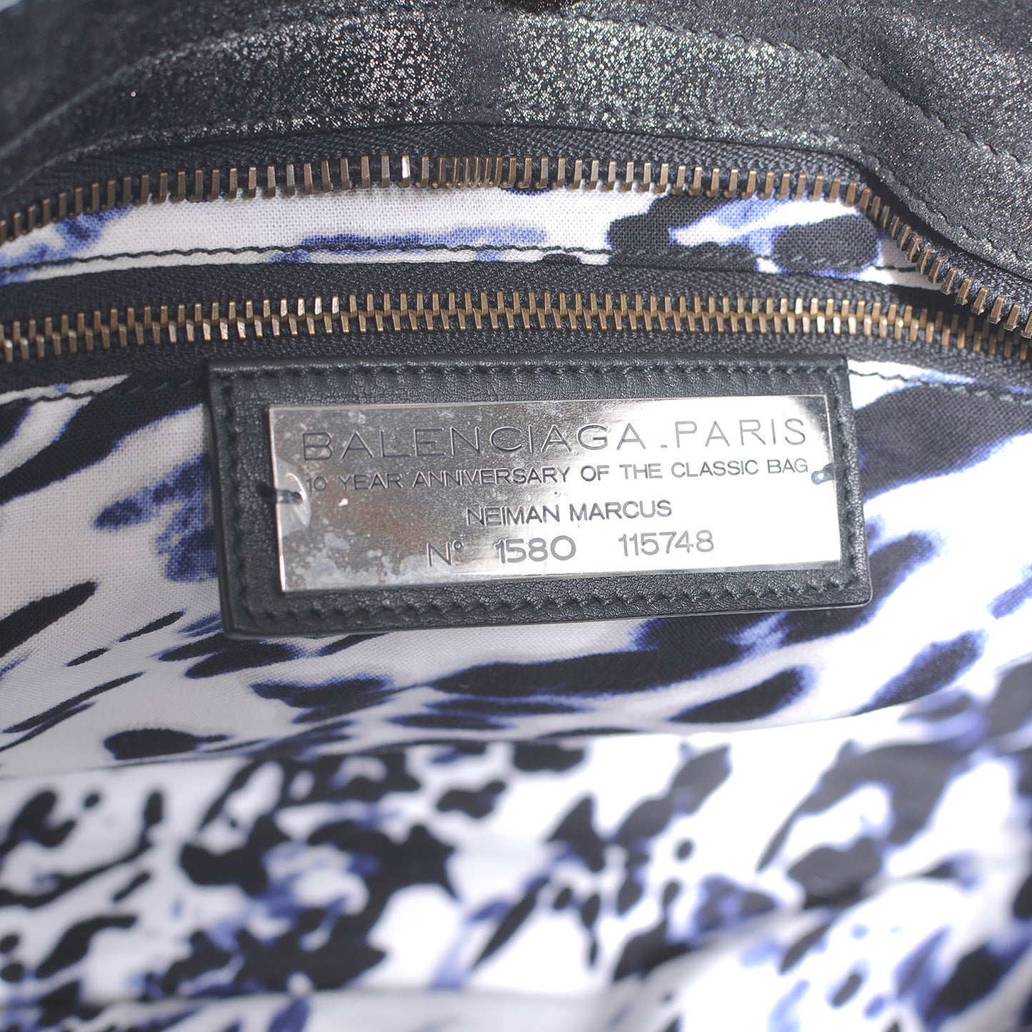 Metallic Craquele Calfskin Classic Hardware City Black