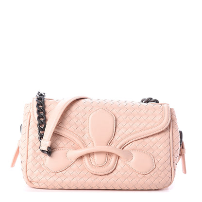 Bottega Veneta Nappa Intrecciato Rialto Shoulder Bag Flamingo 1 of 8