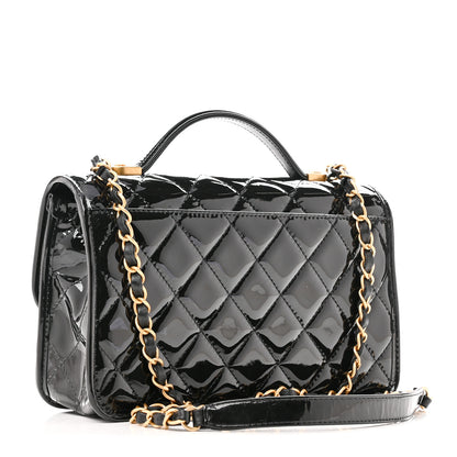 Chanel Patent Quilted Small School Memory Top Handle Flap Black 3 of 10