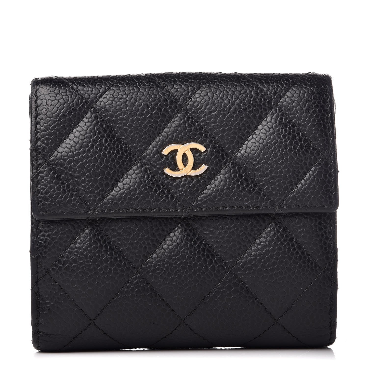 Chanel Caviar Quilted Compact French Flap Wallet Black 1 of 10