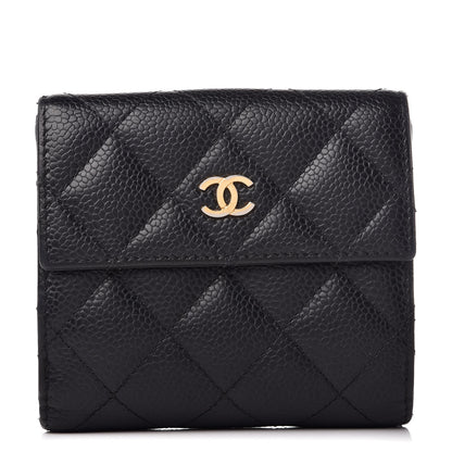 Chanel Caviar Quilted Compact French Flap Wallet Black 1 of 10