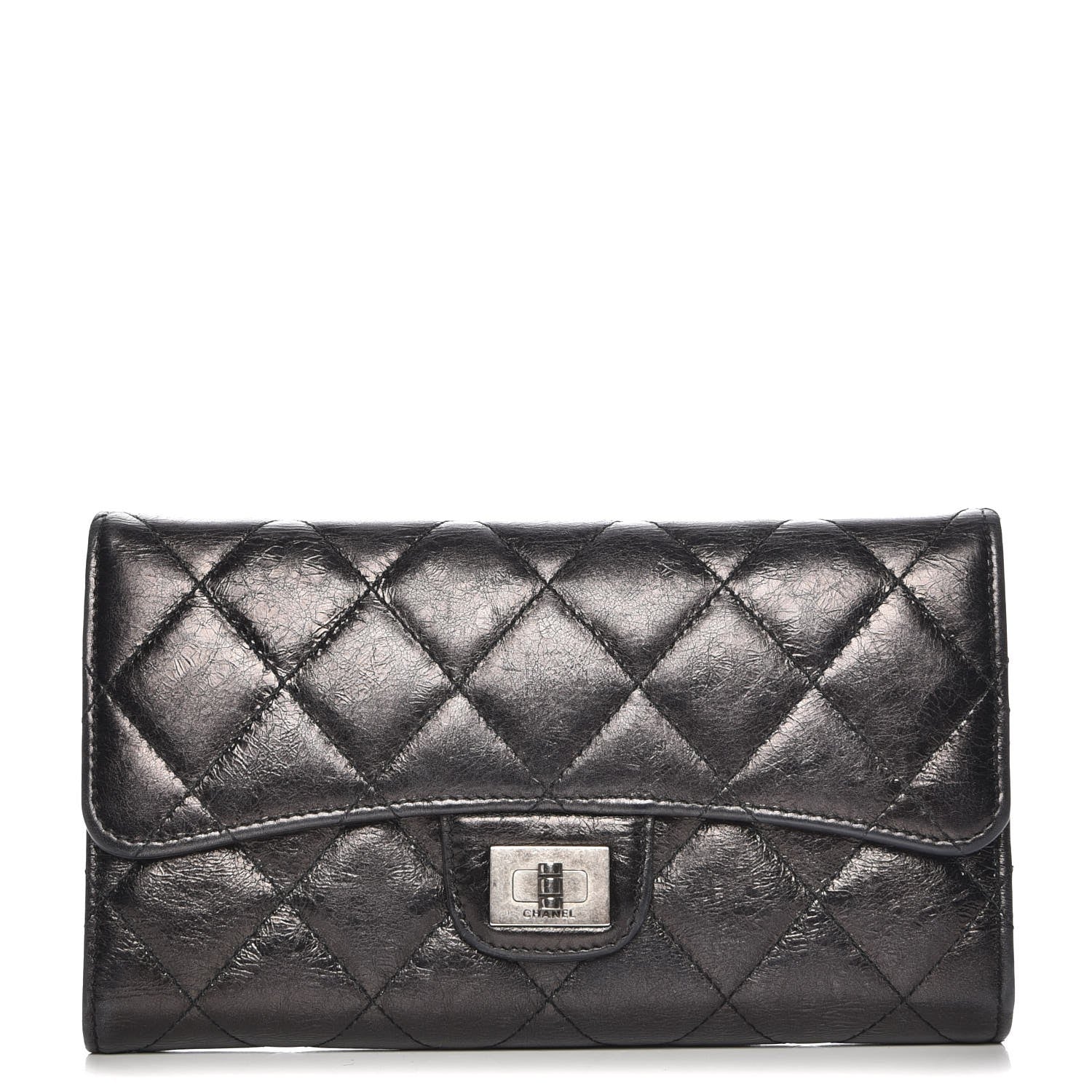 Chanel Glazed Calfskin Quilted Reissue Long Flap Wallet Black 1 of 8