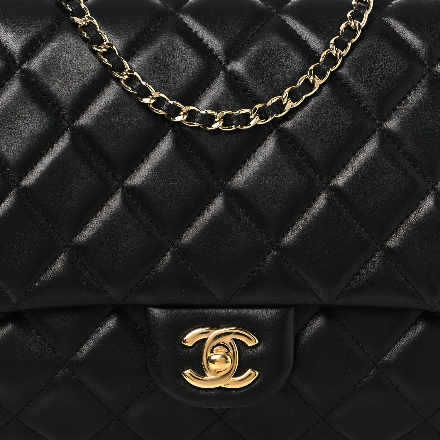 Chanel Lambskin Quilted Clutch with Chain Flap Black 8 of 11