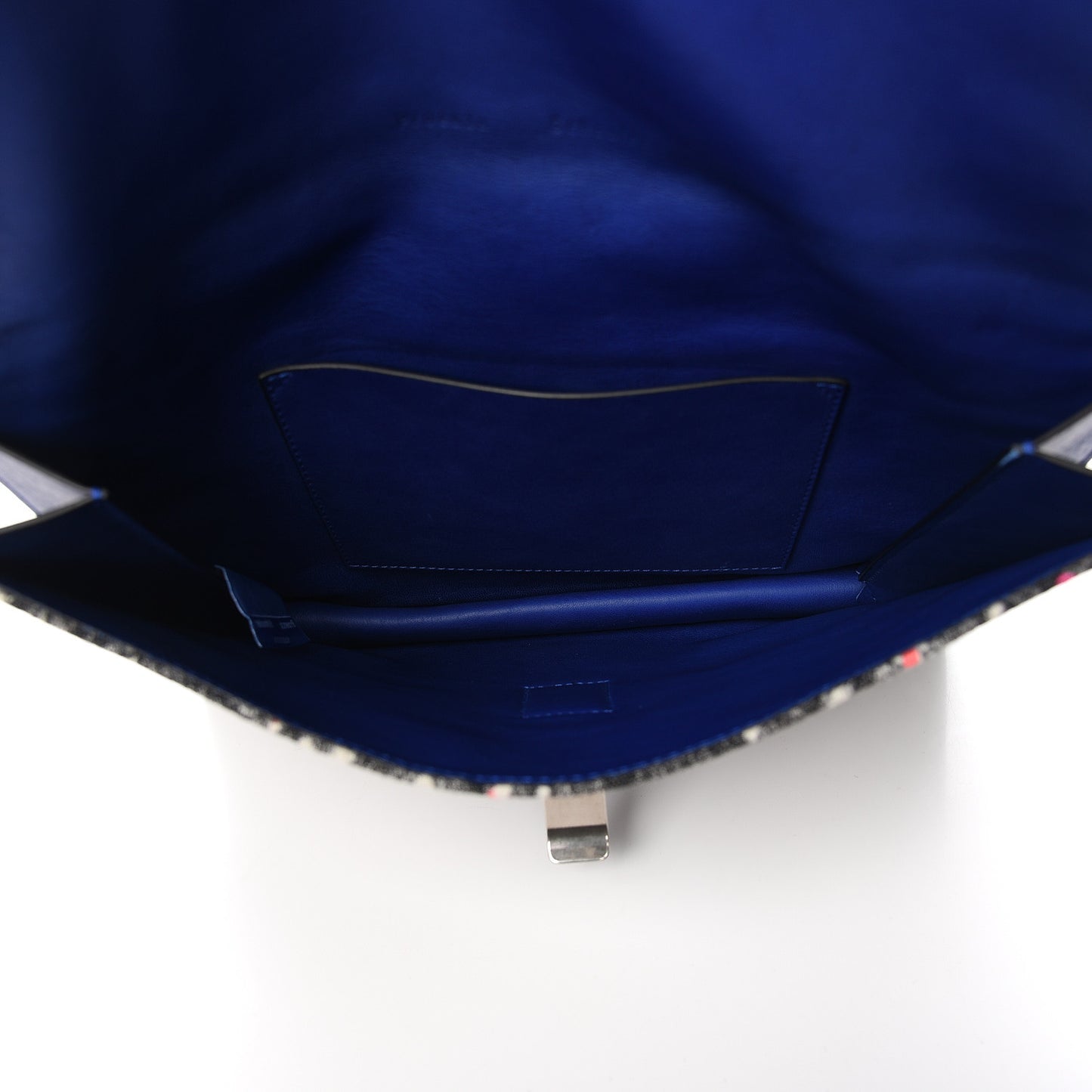 Canvas Carpet Print Lambskin Small Lunch Bag Clutch Charcoal Electric Blue