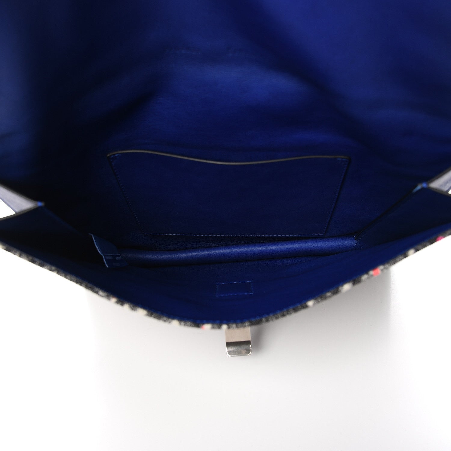 Proenza Schouler Canvas Carpet Print Lambskin Small Lunch Bag Clutch Charcoal Electric Blue 5 of 7