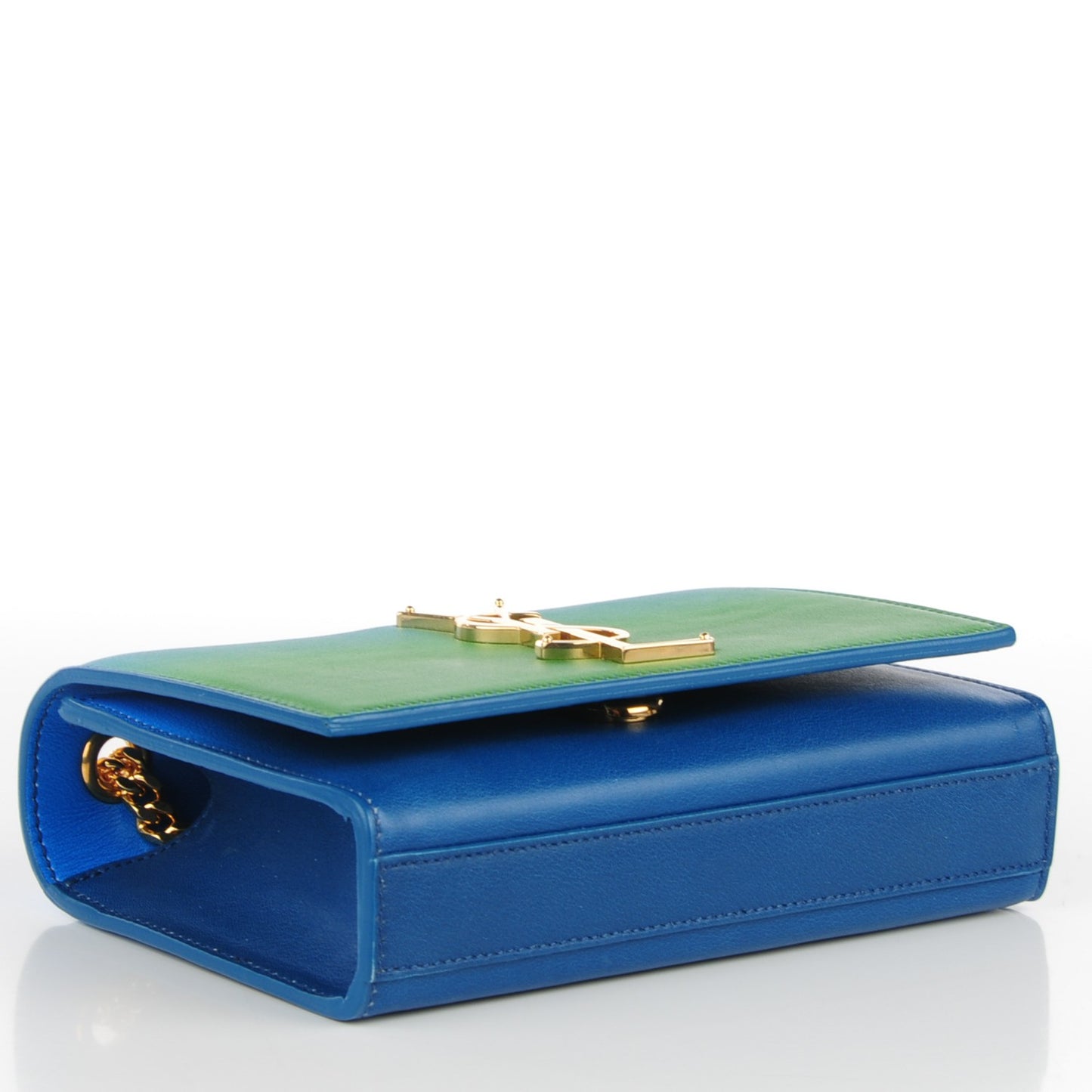 Calfskin Degrade Small Kate Monogram Satchel Green Blue