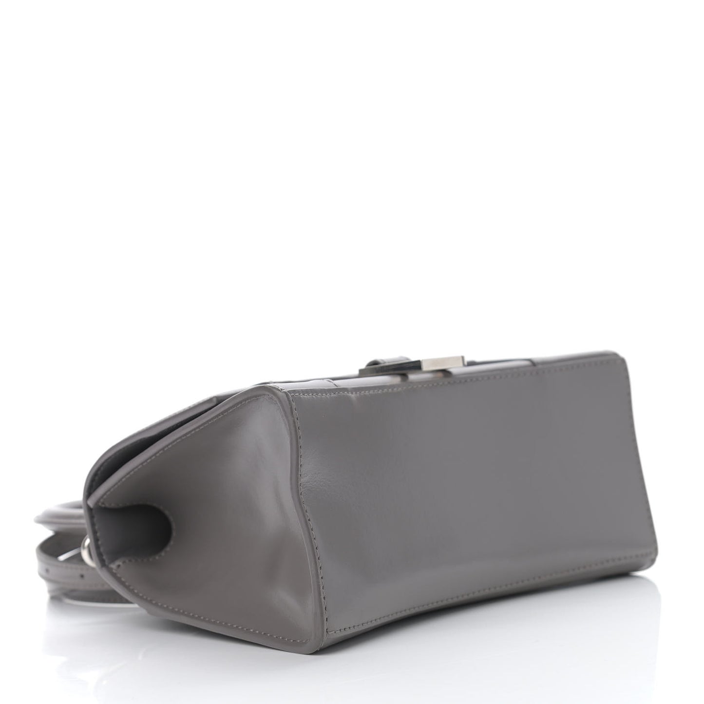 Shiny Box Calfskin Small Hourglass Top Handle Bag Dark Grey