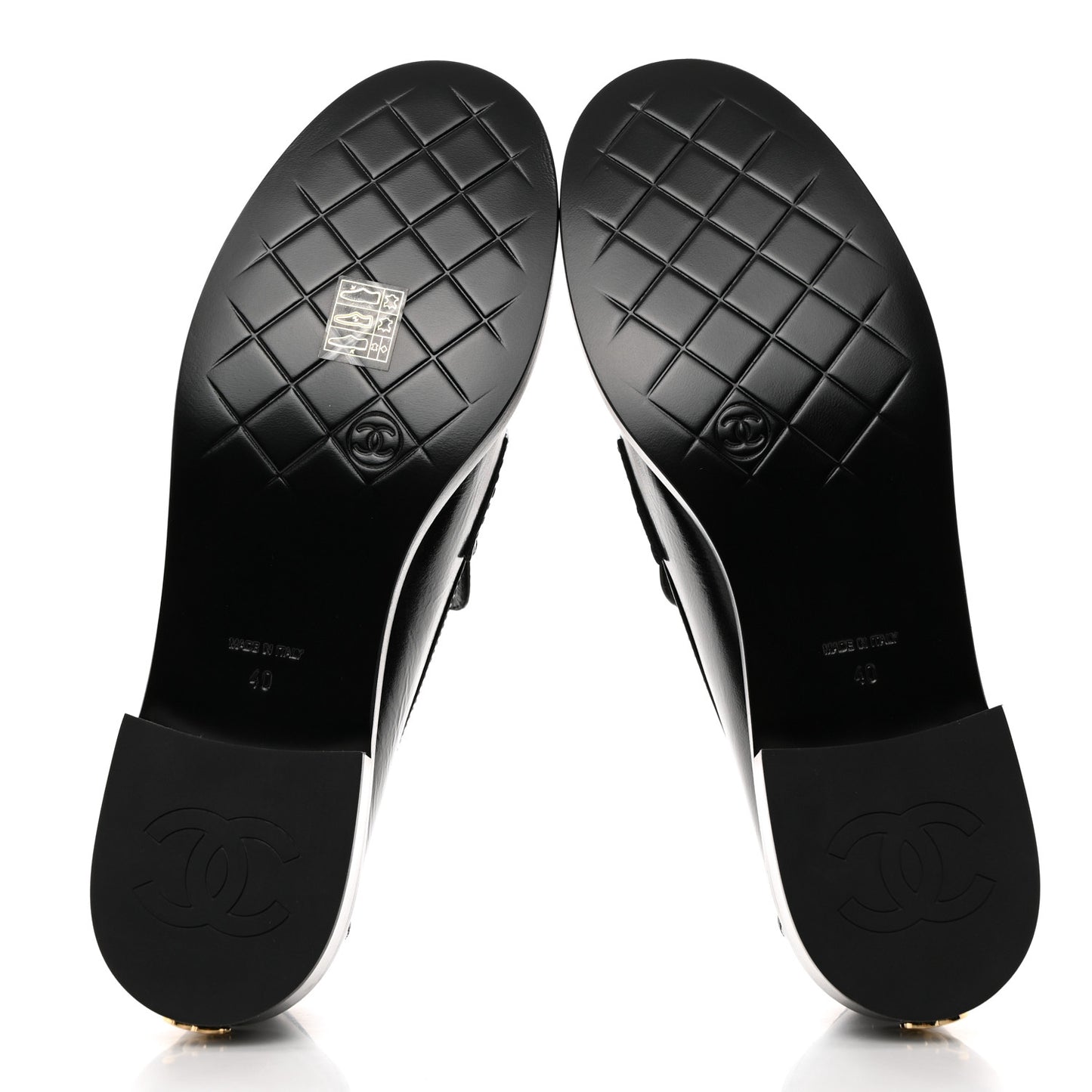 Calfskin CC Moccasin Loafers 40 Black