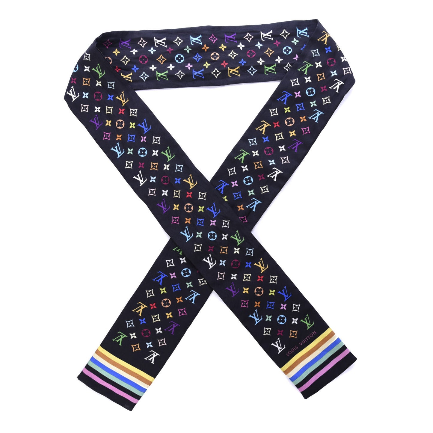 Silk Monogram Multicolor Bandeau Black