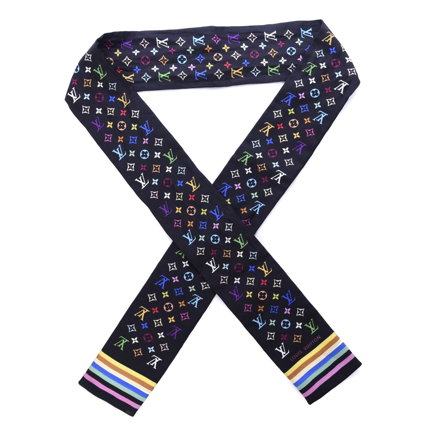 Louis Vuitton Silk Monogram Multicolor Bandeau Black 1 of 3
