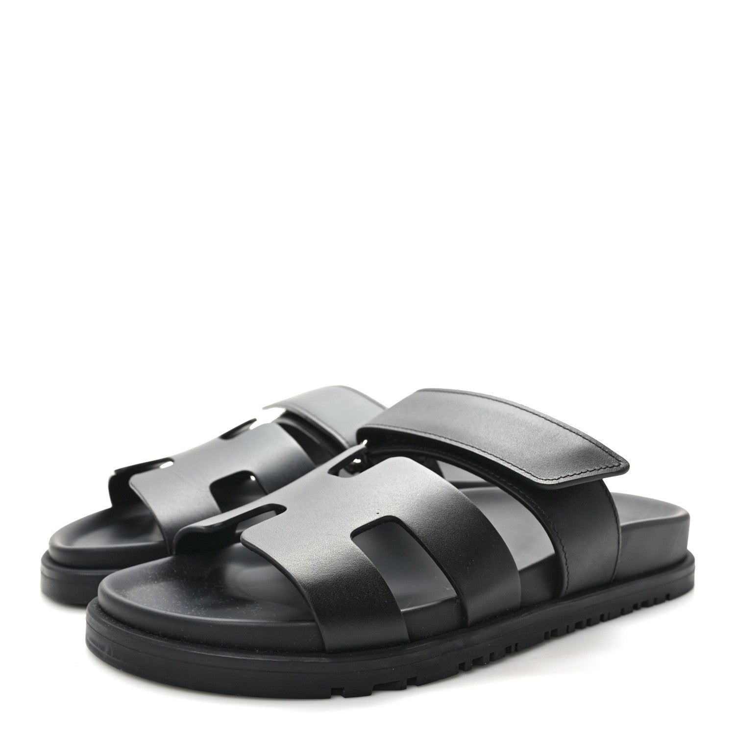 Hermes Calfskin Womens Chypre Sandals 35.5 Black 3 of 9