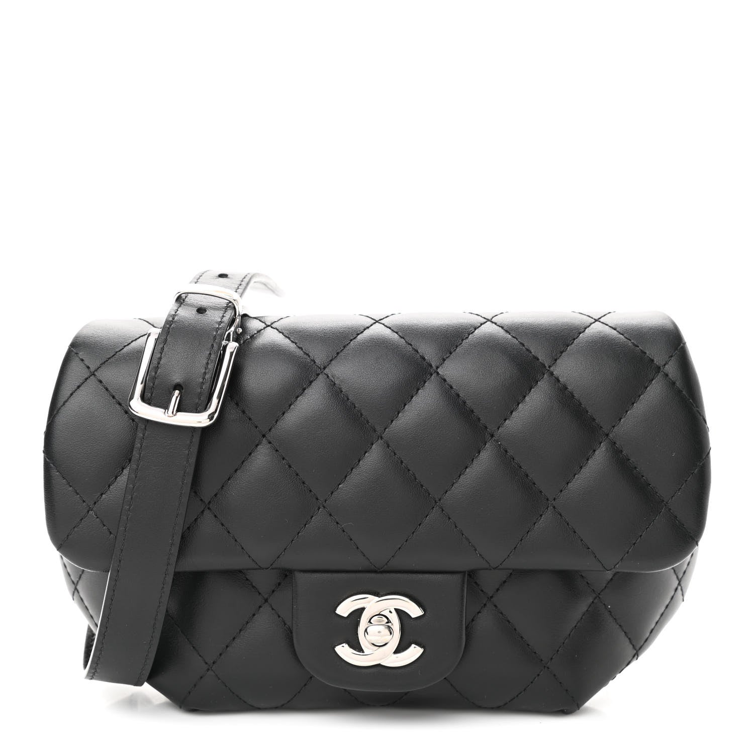 Chanel Calfskin Quilted CC Uniform Flap Belt Bag Black 1 of 10