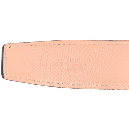 Hermes Epsom Swift 32mm Guilloche H Belt 90 Bleu Ocean Rose Eglantine 3 of 8