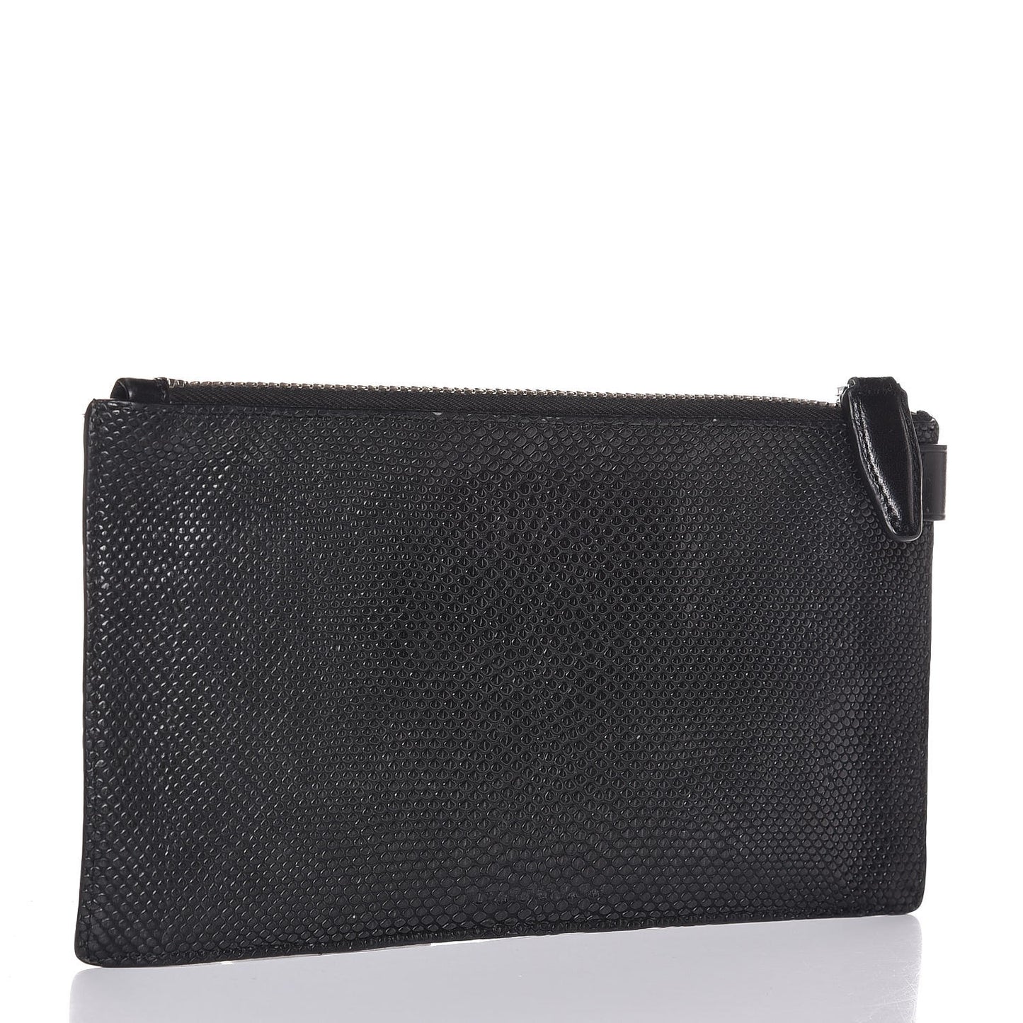 Calfskin Snake Embossed Runaway Key Clutch Black