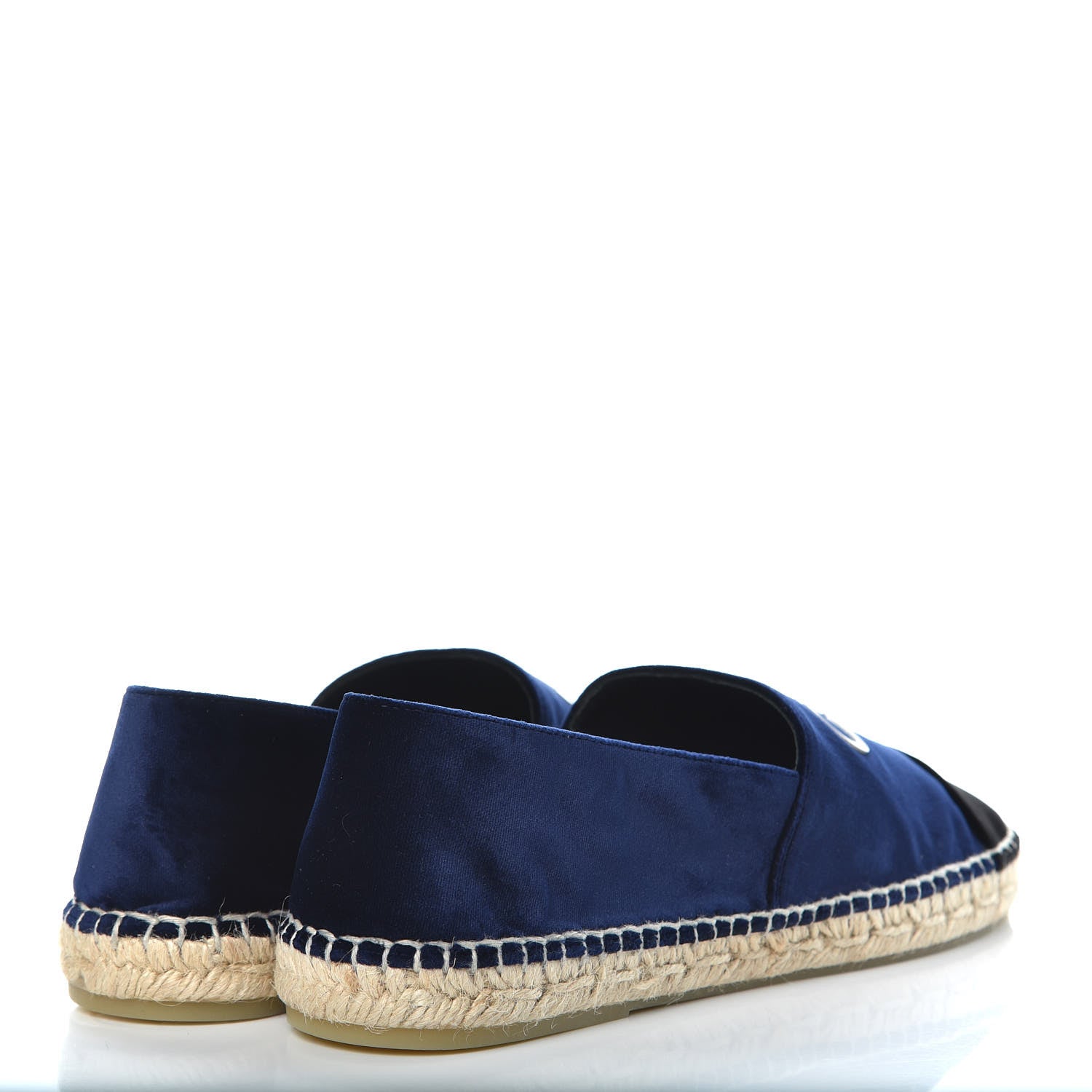 Chanel Velvet Logo Espadrilles 39 Navy Black 4 of 8