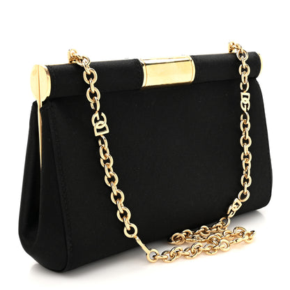 Dolce & Gabbana Satin Small Marlene Chain Clutch Black 3 of 9