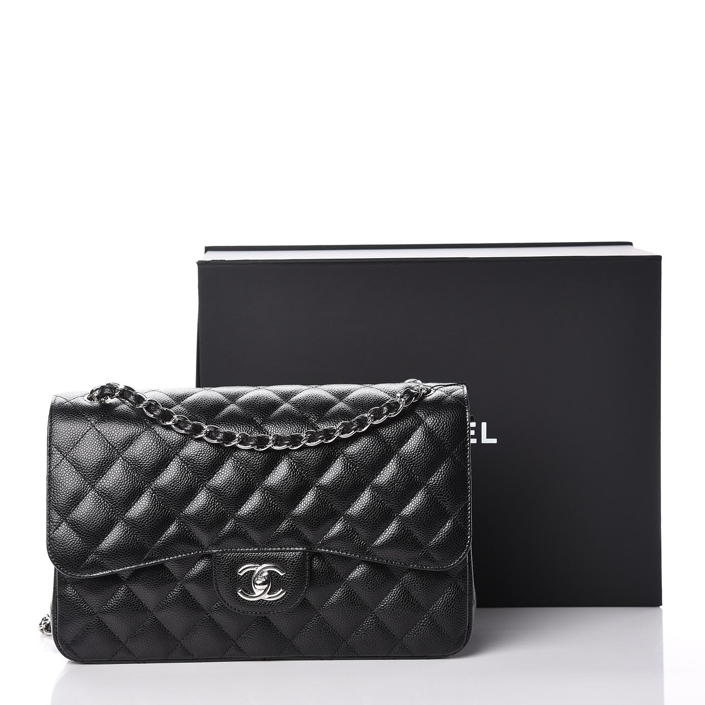 Caviar Quilted Jumbo Double Flap Black