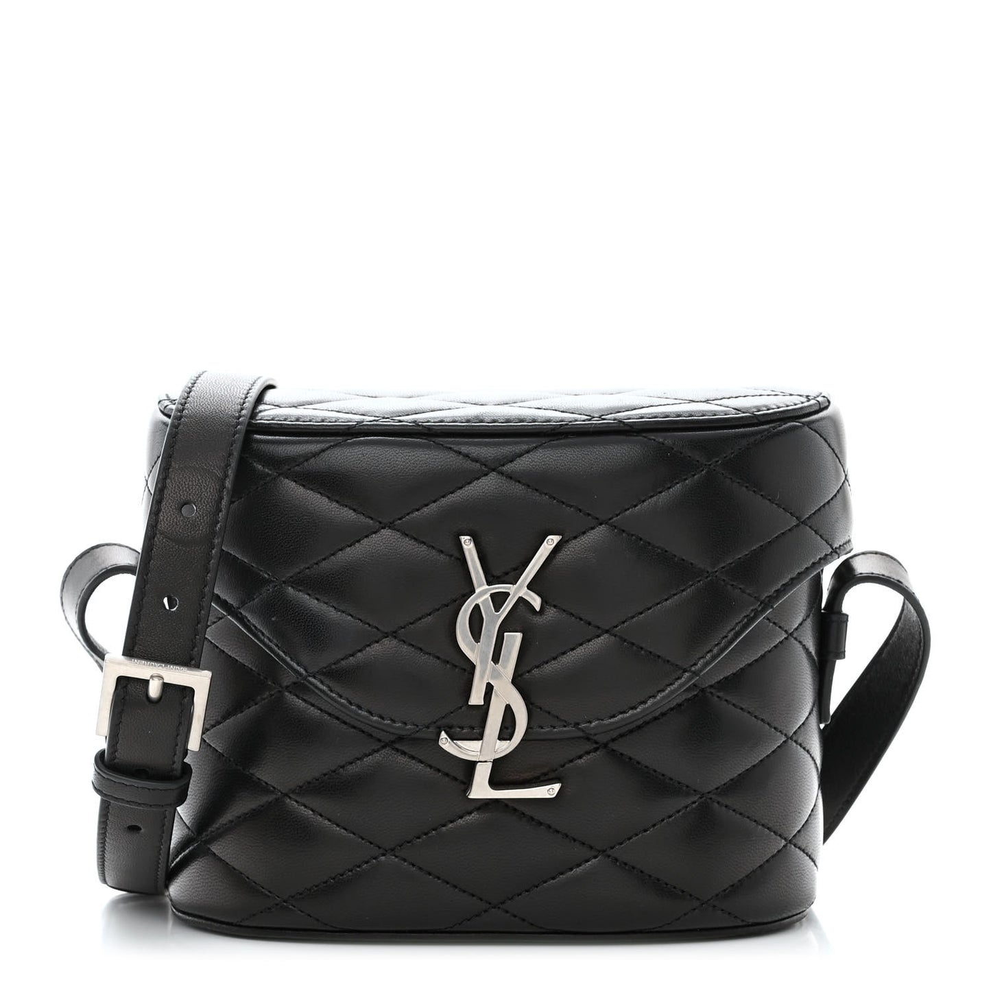 Lambskin Quilted Monogram June Box Bag Black