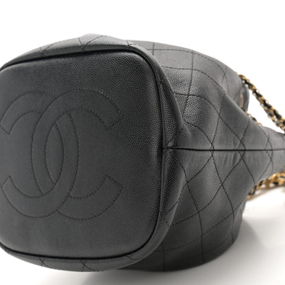 Chanel Caviar Quilted Fashion Therapy Bucket Drawstring Bag Black 10 of 11