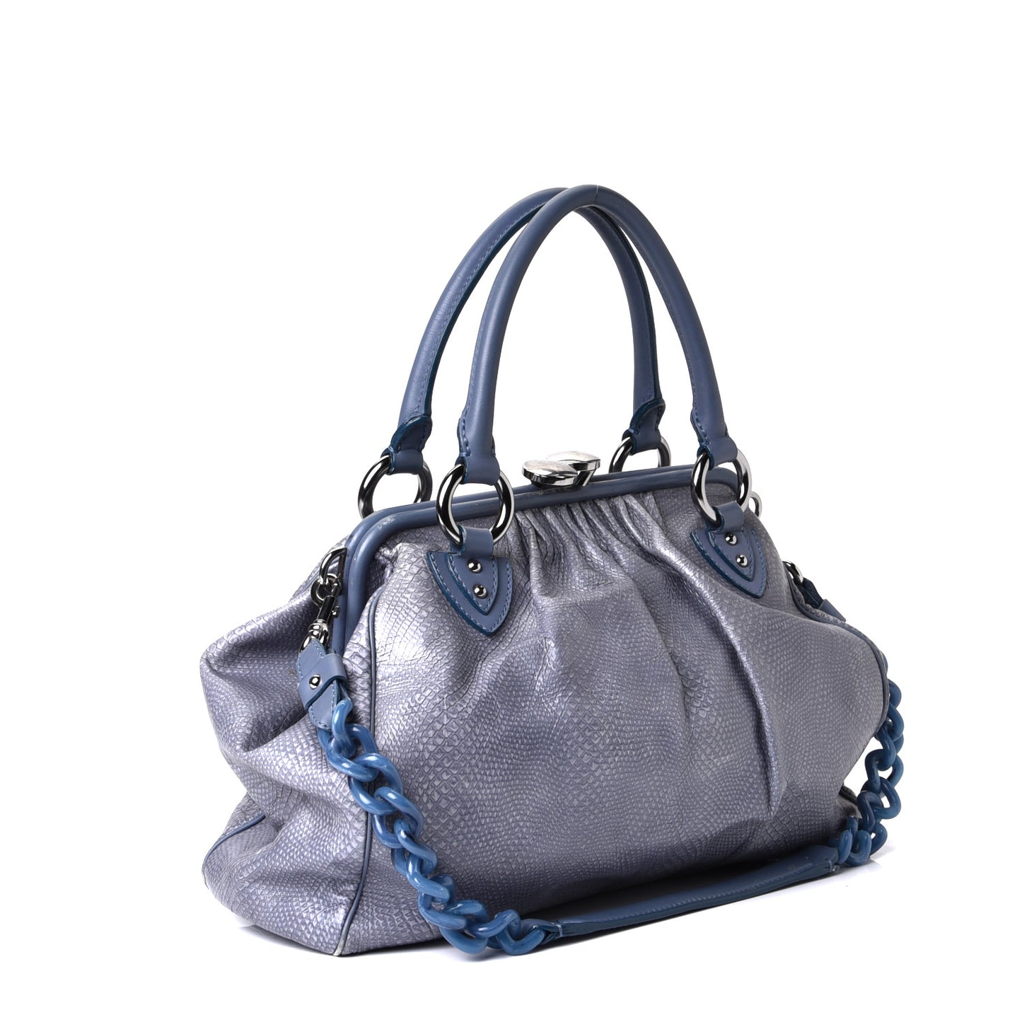 Calfskin Snake Print Stam Blue