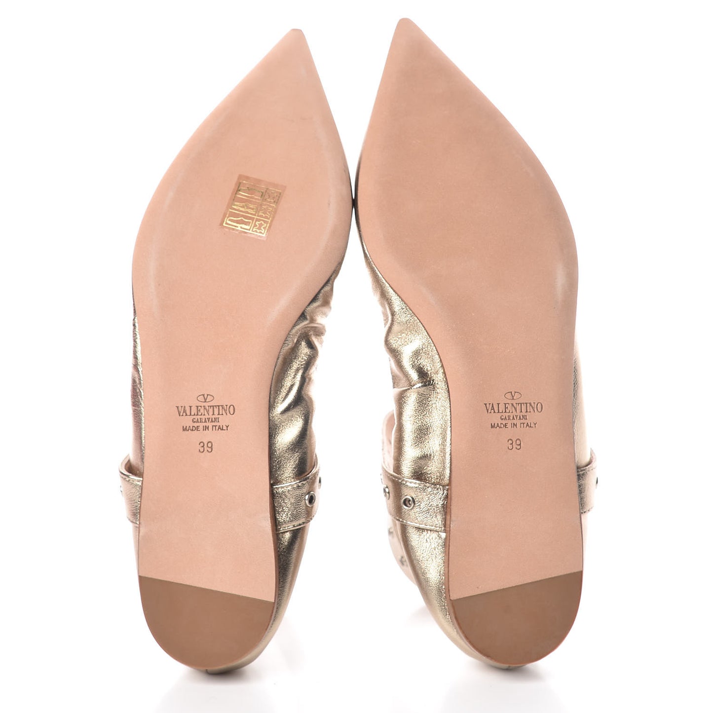 Metallic Nappa Love Latch Ballerina Flats 39 Skin
