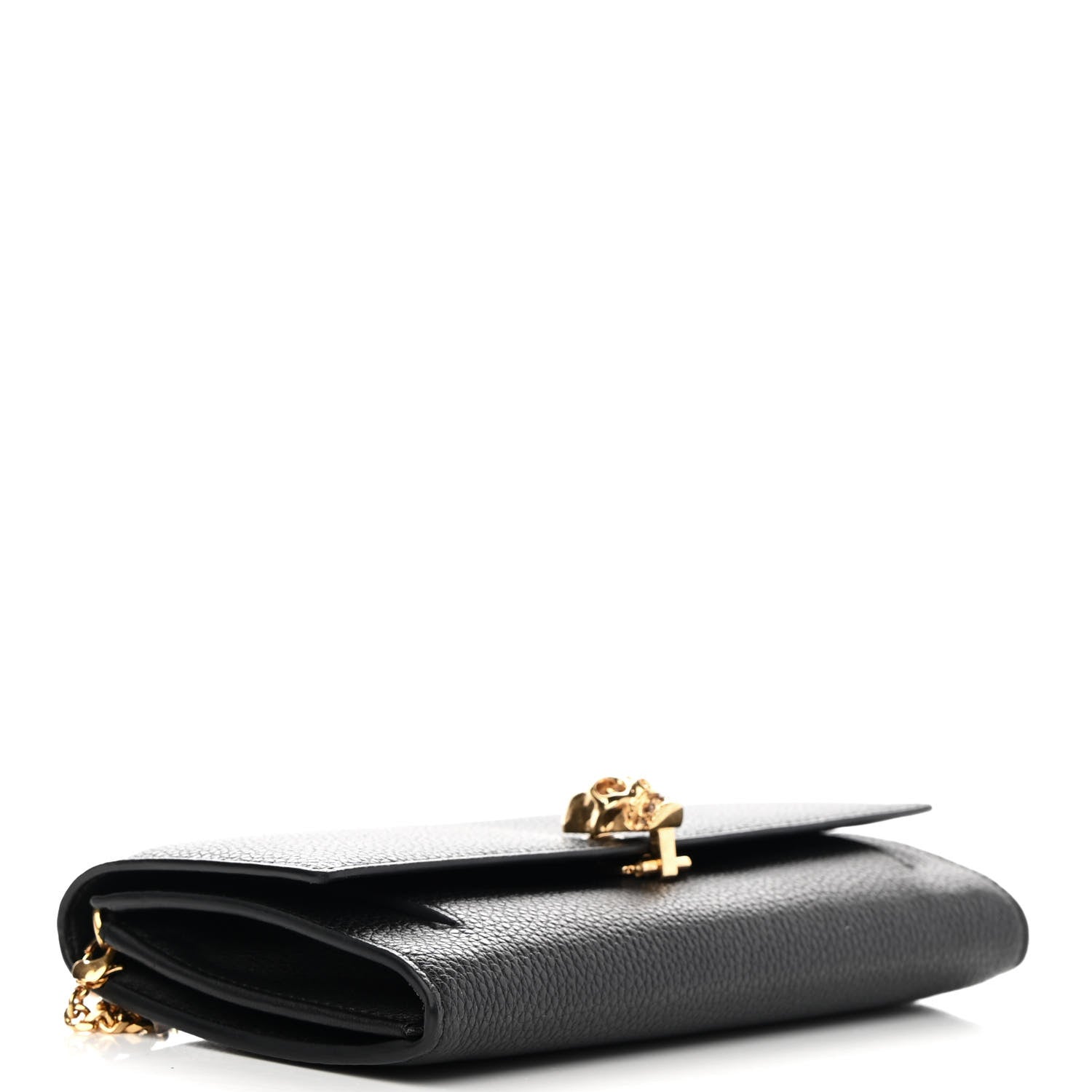 Alexander McQueen Pebbled Calfskin Skull Wallet on Chain Black 4 of 11