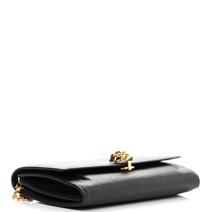 Alexander McQueen Pebbled Calfskin Skull Wallet on Chain Black 4 of 11
