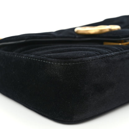 Gucci Velvet Matelasse Mini GG Marmont Shoulder Bag Black 9 of 11