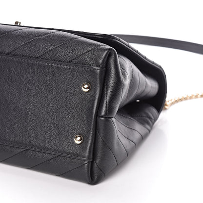 Chanel Grained Calfskin Chevron Stitched Medium Chic Top Handle Flap Black 9 of 10
