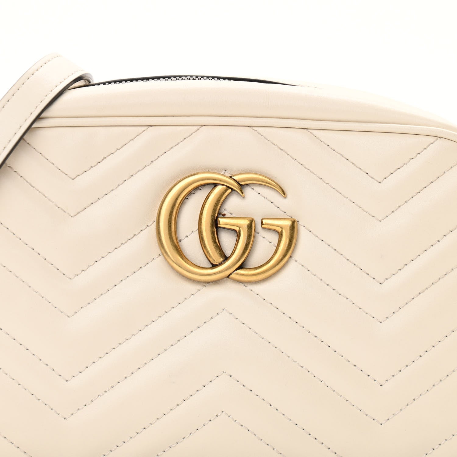 Gucci Calfskin Matelasse Small GG Marmont Chain Shoulder Bag White 10 of 11
