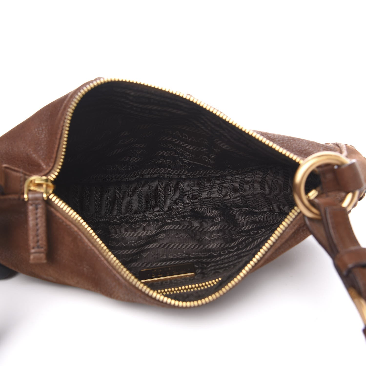 Prada Goatskin Grommet Whipstitch Shoulder Bag Palissandro 4 of 12