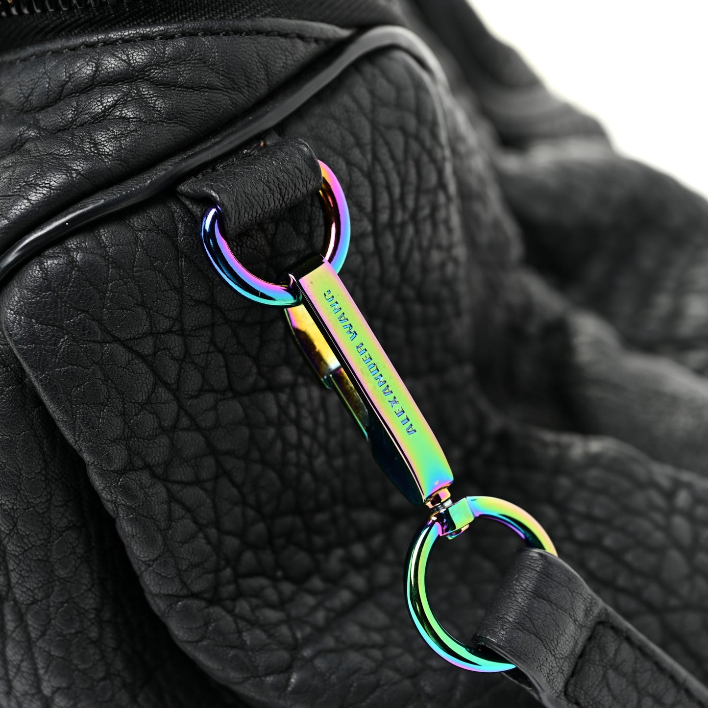 Pebbled Lambskin Rockie Black Iridescent Hardware
