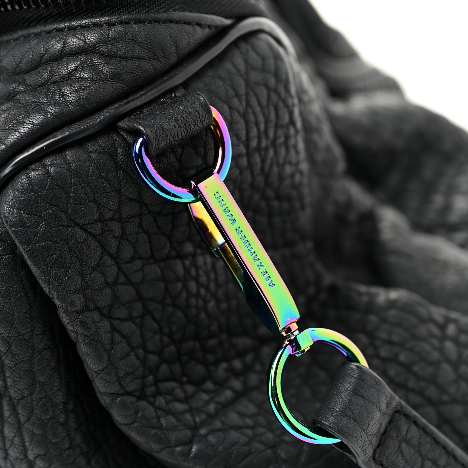Alexander Wang Pebbled Lambskin Rockie Black Iridescent Hardware 10 of 14