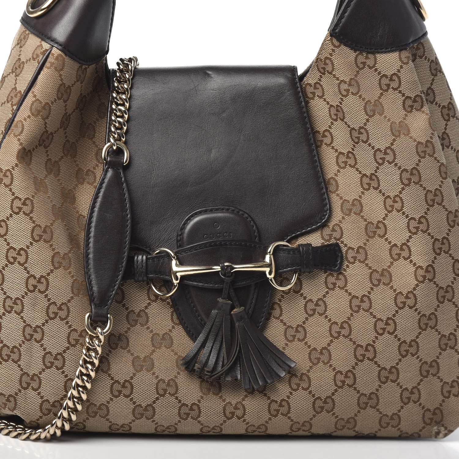 Gucci Monogram Margaux Calfskin Medium Emily Hobo Beige Ebony Cocoa 8 of 12