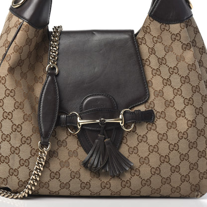 Gucci Monogram Margaux Calfskin Medium Emily Hobo Beige Ebony Cocoa 8 of 12