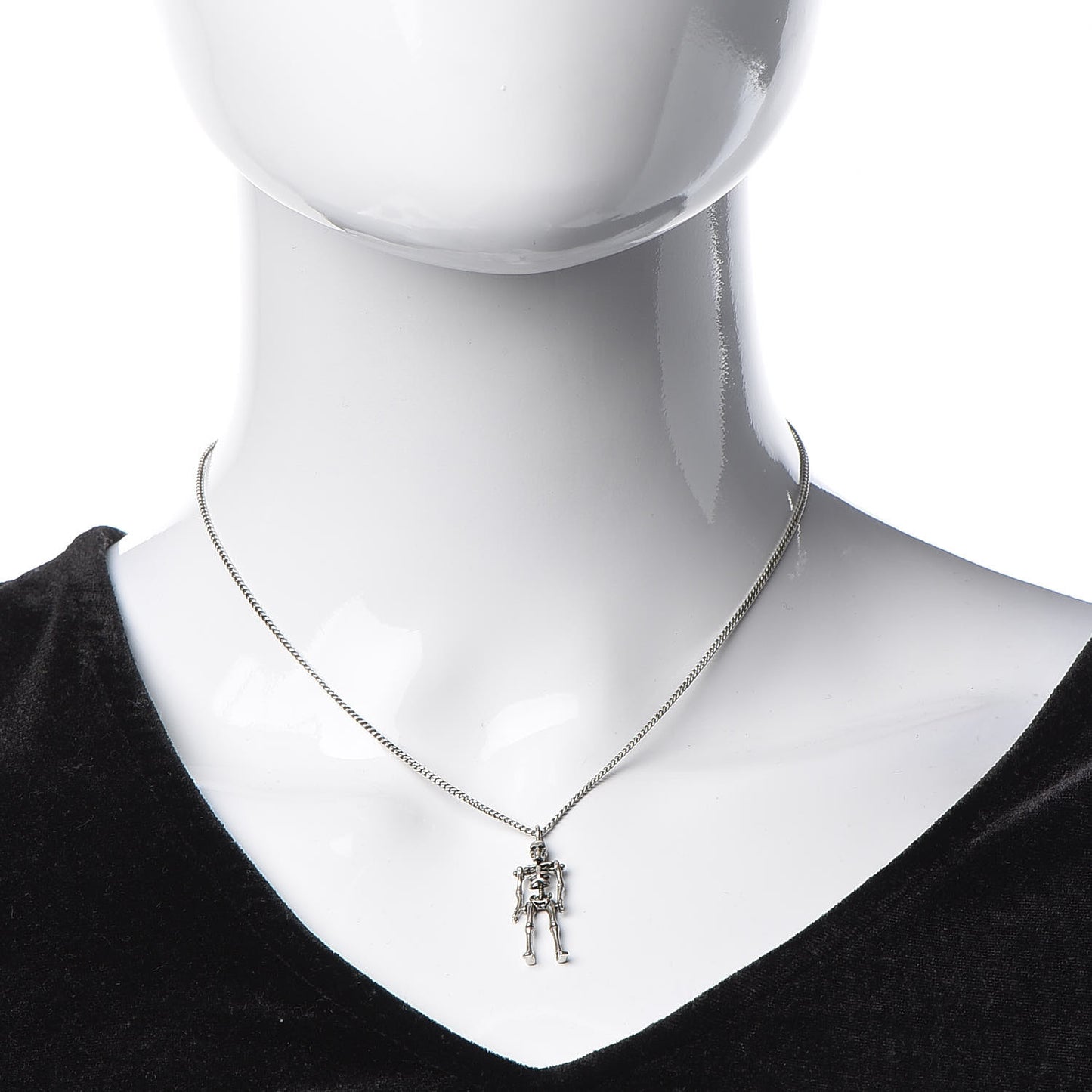 Brass Skeleton Chain Necklace Silver