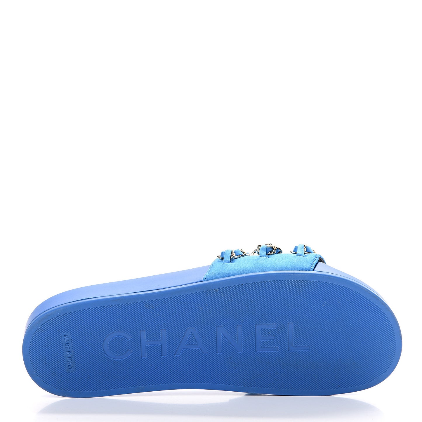 Canvas Chain Flat Sandals 39 Bright Blue