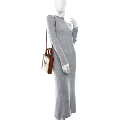 Celine Canvas Calfskin Sulky Print Mini Vertical Cabas Natural Tan 2 of 8