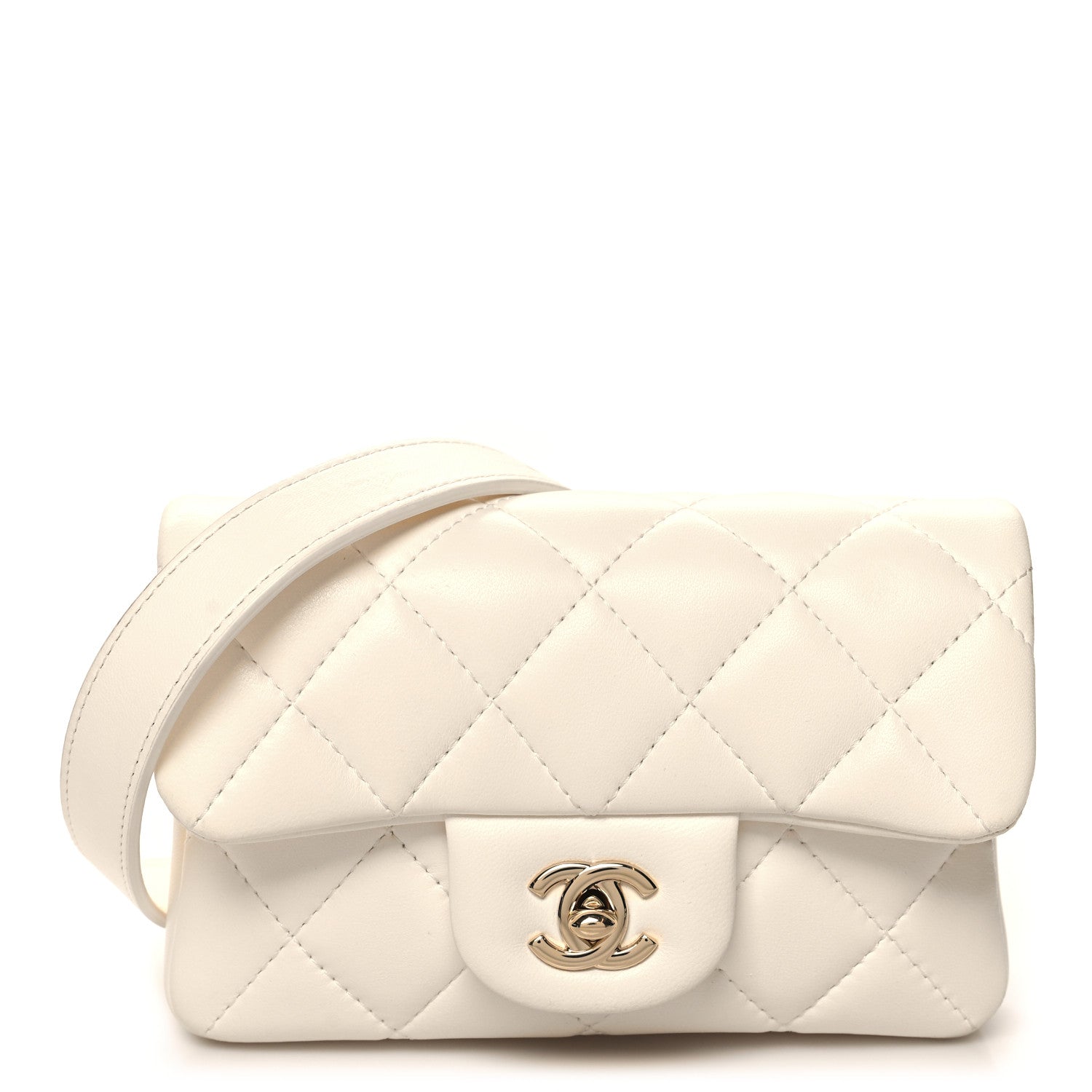 Chanel Lambskin Quilted Mini My Precious Waist Bag White 1 of 12