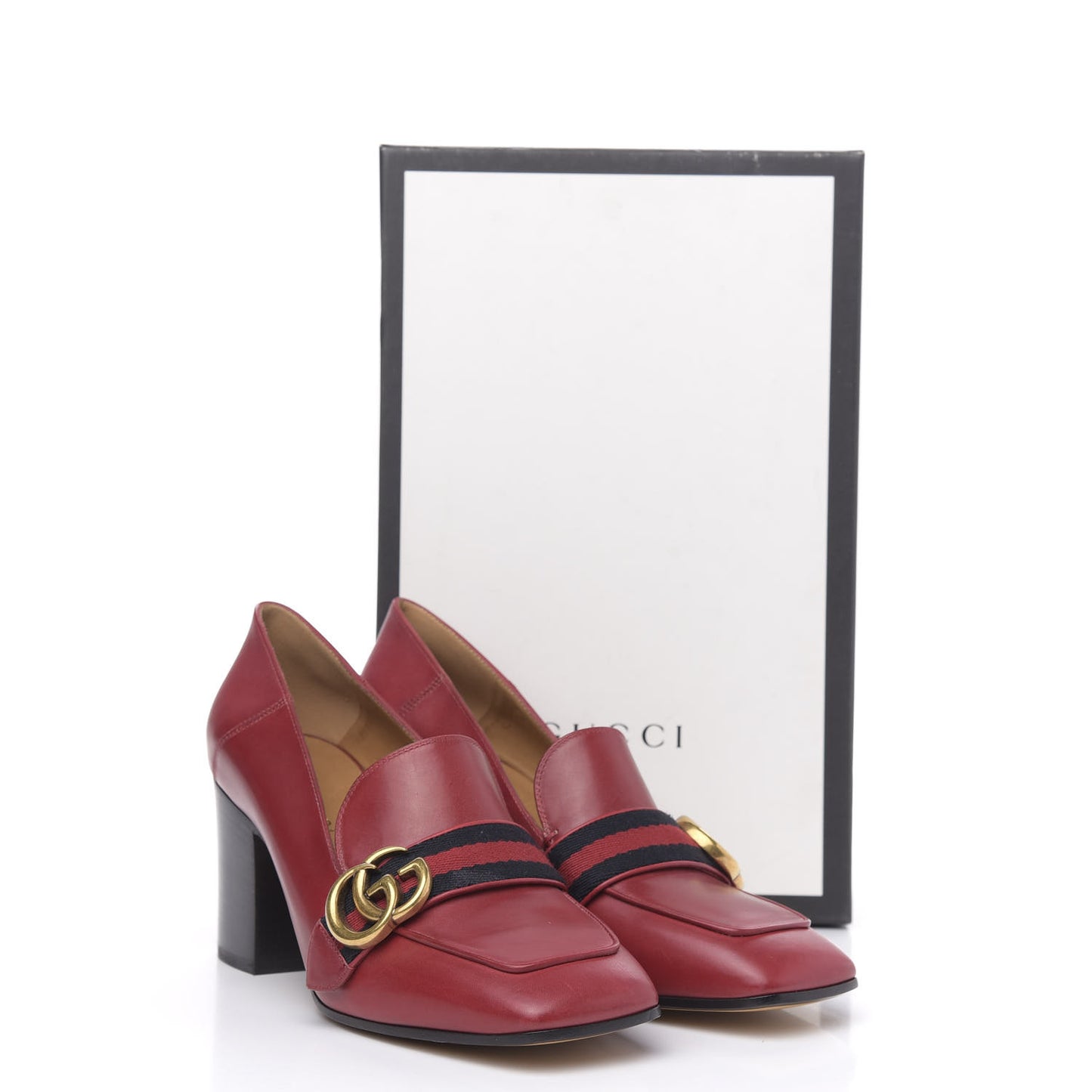 Calfskin Web Peyton Loafer Pumps 38 Hibiscus Red