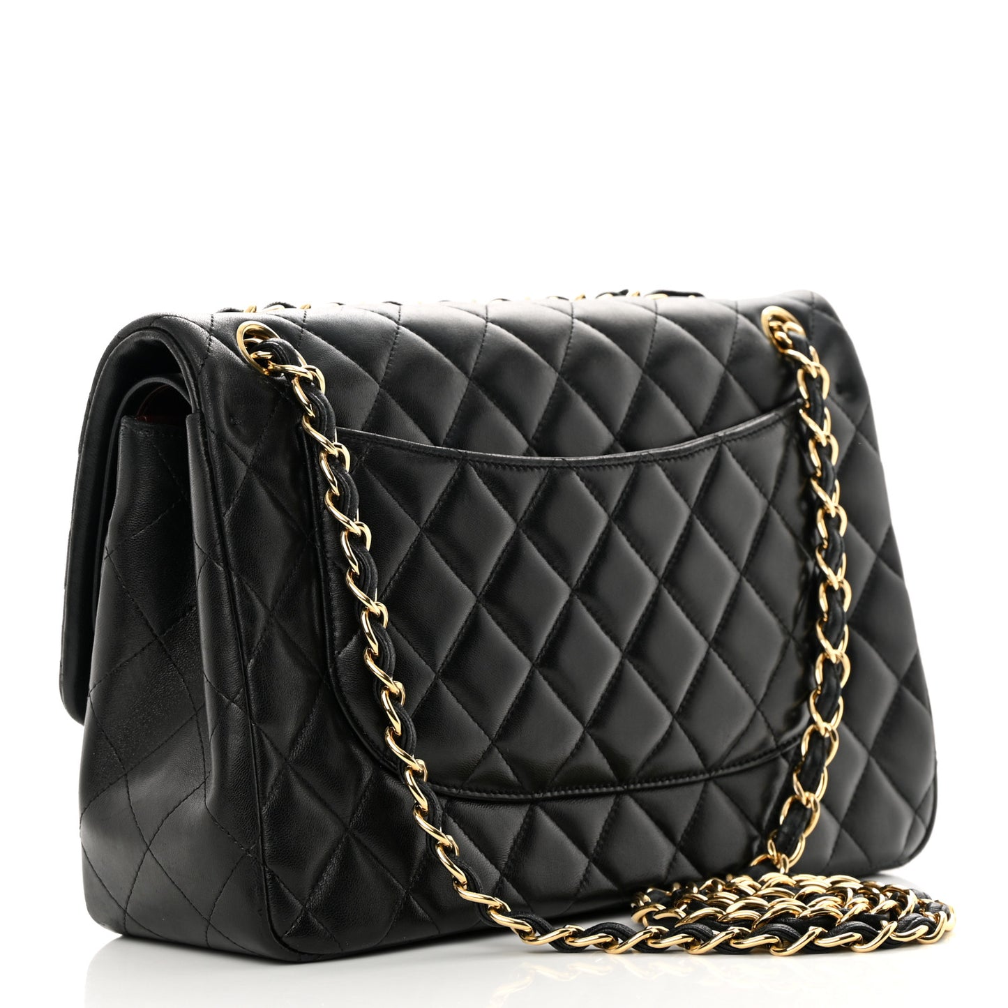 Lambskin Quilted Jumbo Double Flap Black