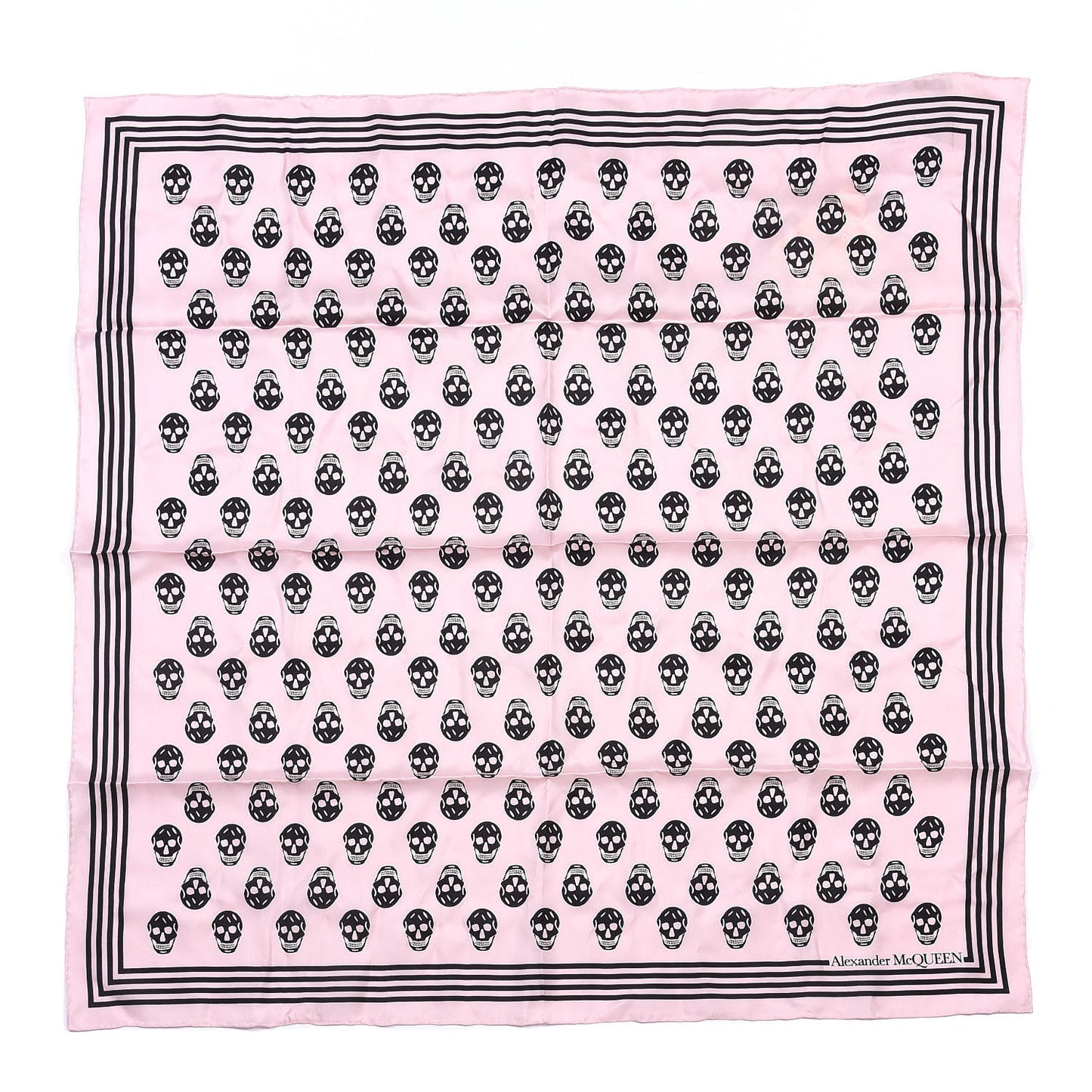 Silk Skull Scarf Pink Black