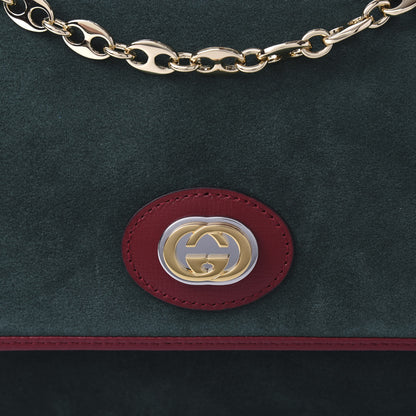 Gucci Suede Azalea Calfskin Small Marina Chain Shoulder Bag Green Red 10 of 10