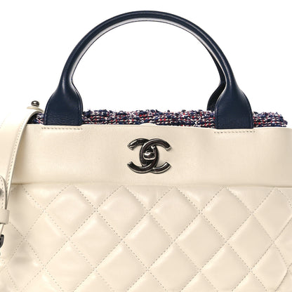 Chanel Calfskin Tweed Quilted Small Tote White Multicolor 8 of 10