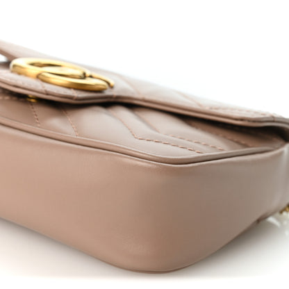 Gucci Calfskin Matelasse Super Mini GG Marmont Shoulder Bag Porcelain Rose 9 of 9